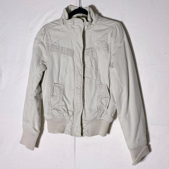 Roxy Ivory Beige Bomber Jacket M - Picture 1 of 12